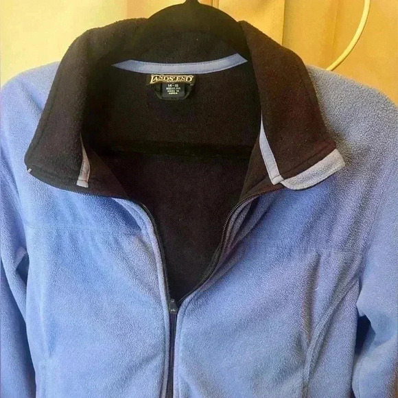 Lands End Fleece Jacket Periwinkle Full Zip size large 14-16 - Picture 2 of 8